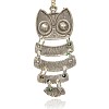 Antique Silver Alloy Enamel Owl Pendants ENAM-J174-01AS-2