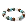 Round Synthetic Turquoise & Natural White Jade & Green Spot & Tiger Eye Beads Stretch Bracelets for Men Women BJEW-JB12322-2