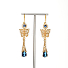 Elegant Brass Cubic Zirconia Butterfly Tassel Hoop Earrings KG8851-3