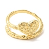 Textured Heart Brass Open Cuff Rings for Women RJEW-U008-29G-2