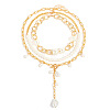 Aluminum & Plastic Pearl 3 Layer Nuggets Tassel Necklaces for Women WG0B97E-01-1