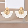 Flat Round with Fan Bohemian Style Iron Tassel Stud Earrings FS-WGA1D99-02-1
