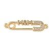 Brass Micro Pave Clear Cubic Zirconia Connector Charms KK-K378-14G-1