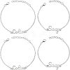 Olycraft 8Pcs 2 Style Word Lotion & Soap Alloy Link Bracelets Set BJEW-OC0001-07S-1