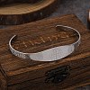 Religion Saint Benedict 201 Stainless Steel Cuff Bangles for Women BJEW-K301-01P-1