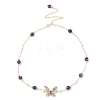 Natural Amethyst & Pearl Beaded Necklaces NJEW-L119-11G-3