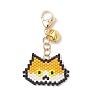 Handmade Glass Seed Beaded  Cat Head Shape Pendants Decorations HJEW-MZ00366-03-2