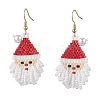 Glass Seed Beads Santa Claus Dangle Earrings EJEW-MZ00508-2