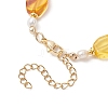 Gradient Color Natural Amber & Freshwater Pearl Beaded Bracelets for Women BJEW-JB13551-4