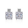 Rectangle 925 Sterling Silver Micro Pave Clear Cubic Zirconia Stud Earrings for Woman EJEW-F350-03P-1