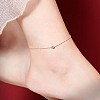 2Pcs 2 Style Flat Round Cubic Zirconia Charm Anklet with Cross JA195A-6