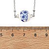 Handmade Flower Printed Porcelain Round Pendant 304 Stainless Steel Satellite Chain Necklaces for Women NJEW-JN06474-4