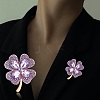 Cubic Zirconia Clover Brooch Pin JBR105D-7