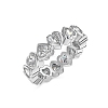 Anti-Tarnish Rhodium Plated 925 Sterling Silver Heart Finger Ring RJEW-Z040-08P-1