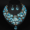 Teardrop Alloy Rhinestone Pendant Necklaces & Stud Earrings Sets for Women WG498A8-05-1