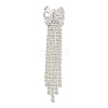 Bowknot Brass Rhinestone Tassel Big Pendants KK-I715-02S-01-1