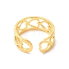 Ion Plating(IP) 304 Stainless Steel Hollow Out Heart Open Cuff Ring for Women RJEW-E063-19G-3