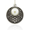 Antique Silver Plated Alloy Acrylic Pearl Pendants PALLOY-J333-01AS-1