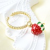 Brass Enamel Open Cuff Rings for Women RJEW-F179-08G-02-5