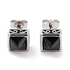 Square 316 Surgical Stainless Steel Pave Black Cubic Zirconia Stud Earrings for Women Men EJEW-Z050-15AS-1