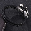 Genuine Leather Wrap Wide Cord Bracelet with Stainless Steel Toggle Clasps PW-WGB7026-01-2