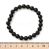 Natural Dyed & Heated Black Agate Beaded Stretch Bracelets BJEW-F203-09-5