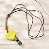 Adjustable Sunflower Porcelain Whistle Pendant Waxed Cord Necklaces for Women FB-CBA68CE-01B-1
