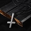 304 Stainless Steel Upside Down Cross Pendant Box Chain Necklaces NJEW-NH0001-07EB-1