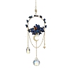 Natural Lapis Lazuli & Dyed Natural Quartz Crystal with Glass Pendant Decorations HJEW-TA00123-02-1