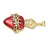 Brass Cubic Zirconia & Enamel Pendants KK-L253-24G-04-2