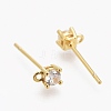 Brass Micro Pave Clear Cubic Zirconia Stud Earring Findings ZIRC-L098-043G-2