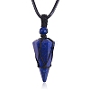 Natural Lapis Lazuli Cone Braided Pendant Necklace NJEW-SZ0001-59D-1