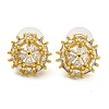 Brass Micro Pave Clear Cubic Zirconia Stud Earrings EJEW-B065-02G-1