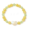 3Pcs 3 Colors Spray Painted Crackle Glass Beads Stretch Bracelets for Women BJEW-MZ00201-3