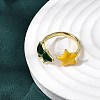 Christmas Brass Enamel Cuff Rings for Women RJEW-L336-04G-02-3