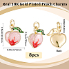8Pcs Brass Enamel Peach Charms KK-BBC0025-20-2
