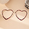 Hollow Heart with Leopard Print Alloy Hoop Earrings EJEW-Z112-01P-1
