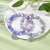 2Pcs 2 Colors 10.5mm Round Opaque Crackle Glass Beaded Stretch Bracelet Sets BJEW-MZ00081-2