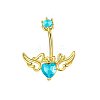 304 Stainless Steel Pave Cubic Zirconia Curved Barbell Belly Rings FS-WG6D7D2-06-1