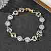 Brass Micro Pave Clear Cubic Zirconia Link Chain Bracelets for Women BJEW-C156-06B-GP-2