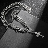 Stainless Steel Double Layer Cross Pendant Necklaces PW-WG2744E-01-4