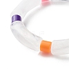 Chunky Acrylic Curved Tube & Column Beads Stretch Bracelet for Girl Women BJEW-JB06989-4