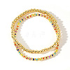 2Pcs Fashionable Brass & Seed Beads Beaded Stretch Bracelet Sets for Women ZD1327-4-1