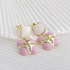 Flower Brass Enamel Stud Earrings for Women EJEW-Q391-19G-1