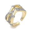 Rack Plating Brass Micro Pave Cubic Zirconia Cuff Finger Rings for Women RJEW-C114-16H-G-1