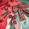 CHGCRAFT 10Pcs 2 Style Christmas Theme Tartan Pattern Polyester Bowknot AJEW-CA0002-64-3