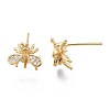 Brass Micro Pave Cubic Zirconia Stud Earring Findings KK-N233-044-01-3