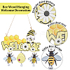 Bee Wood Hanging Welcome Sign HJEW-WH0071-01-5