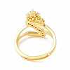 Clear Cubic Zirconia Initial Letter with Crown Adjustable Ring RJEW-M139-17Z-3