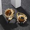 Sunflower Natural Tiger Eye Finger Rings RJEW-B113-03G-04-1